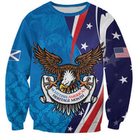 Scottish-American Heritage Month Personalized Sweatshirt Highland Cow and USA-eagle