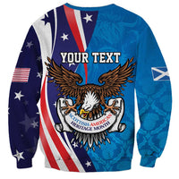 Scottish-American Heritage Month Personalized Sweatshirt Highland Cow and USA-eagle