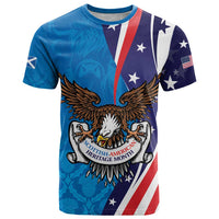 Scottish-American Heritage Month Personalized T Shirt Highland Cow and USA-eagle