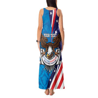 Scottish-American Heritage Month Personalized Tank Maxi Dress Highland Cow and USA-eagle