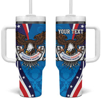 Scottish-American Heritage Month Personalized Tumbler With Handle Highland Cow and USA-eagle