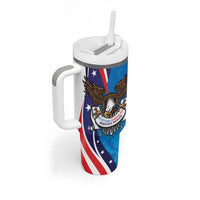 Scottish-American Heritage Month Personalized Tumbler With Handle Highland Cow and USA-eagle
