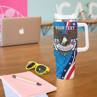 Scottish-American Heritage Month Personalized Tumbler With Handle Highland Cow and USA-eagle