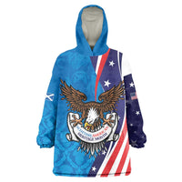 Scottish-American Heritage Month Personalized Wearable Blanket Hoodie Highland Cow and USA-eagle
