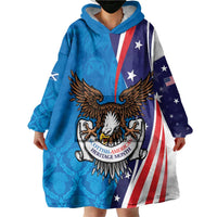 Scottish-American Heritage Month Personalized Wearable Blanket Hoodie Highland Cow and USA-eagle