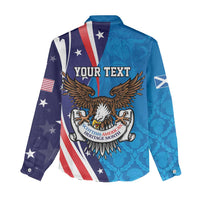 Scottish-American Heritage Month Personalized Women Casual Shirt Highland Cow and USA-eagle