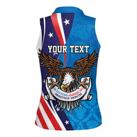 Scottish-American Heritage Month Personalized Women Sleeveless Polo Shirt Highland Cow and USA-eagle