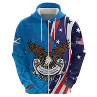 Scottish-American Heritage Month Personalized Zip Hoodie Highland Cow and USA-eagle