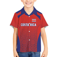 Costa Rica Football Custom Family Matching Off Shoulder Maxi Dress and Hawaiian Shirt Los Ticos Go Champions