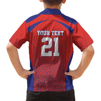 Costa Rica Football Custom Family Matching Short Sleeve Bodycon Dress and Hawaiian Shirt Los Ticos Go Champions