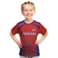Costa Rica Football Custom Kid T Shirt Los Ticos Go Champions