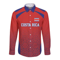 Costa Rica Football Custom Long Sleeve Button Shirt Los Ticos Go Champions