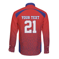 Costa Rica Football Custom Long Sleeve Button Shirt Los Ticos Go Champions