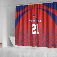 Costa Rica Football Custom Shower Curtain Los Ticos Go Champions