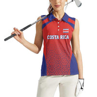 Costa Rica Football Custom Women Sleeveless Polo Shirt Los Ticos Go Champions