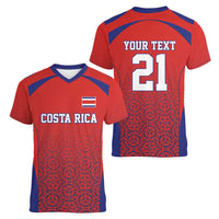 Costa Rica Football Custom Women V-Neck T-Shirt Los Ticos Go Champions