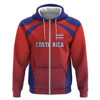 Costa Rica Football Custom Zip Hoodie Los Ticos Go Champions
