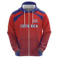 Costa Rica Football Custom Zip Hoodie Los Ticos Go Champions