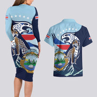 Costa Rica Jaguar Guaria Morada Couples Matching Long Sleeve Bodycon Dress and Hawaiian Shirt