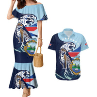 Costa Rica Jaguar Guaria Morada Couples Matching Mermaid Dress and Hawaiian Shirt