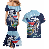 Costa Rica Jaguar Guaria Morada Couples Matching Mermaid Dress and Hawaiian Shirt