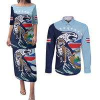 Costa Rica Jaguar Guaria Morada Couples Matching Puletasi and Long Sleeve Button Shirt