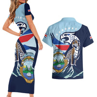 Costa Rica Jaguar Guaria Morada Couples Matching Short Sleeve Bodycon Dress and Hawaiian Shirt