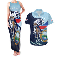 Costa Rica Jaguar Guaria Morada Couples Matching Tank Maxi Dress and Hawaiian Shirt