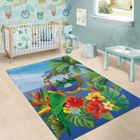 Costa Rica Parrot Tropical Flowers Area Rug