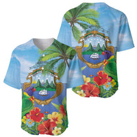 Costa Rica Parrot Tropical Flowers Baseball Jersey