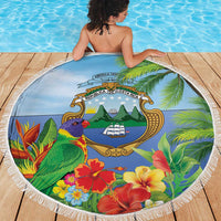 Costa Rica Parrot Tropical Flowers Beach Blanket