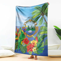 Costa Rica Parrot Tropical Flowers Blanket