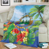Costa Rica Parrot Tropical Flowers Blanket