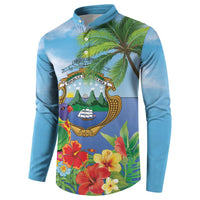 Costa Rica Parrot Tropical Flowers Button Sweatshirt