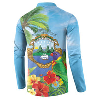 Costa Rica Parrot Tropical Flowers Button Sweatshirt