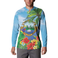 Costa Rica Parrot Tropical Flowers Button Sweatshirt