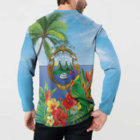 Costa Rica Parrot Tropical Flowers Button Sweatshirt