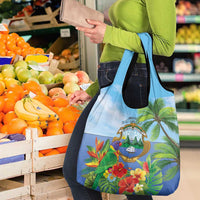 Costa Rica Parrot Tropical Flowers Grocery Bag