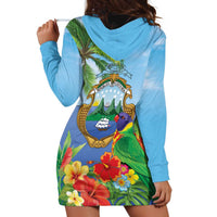 Costa Rica Parrot Tropical Flowers Hoodie Dress