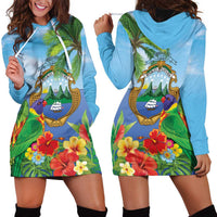 Costa Rica Parrot Tropical Flowers Hoodie Dress
