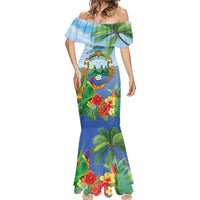 Costa Rica Parrot Tropical Flowers Mermaid Dress