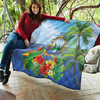 Costa Rica Parrot Tropical Flowers Quilt