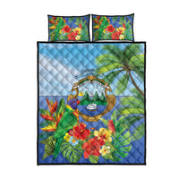 Costa Rica Parrot Tropical Flowers Quilt Bed Set