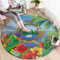 Costa Rica Parrot Tropical Flowers Round Carpet