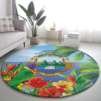 Costa Rica Parrot Tropical Flowers Round Carpet