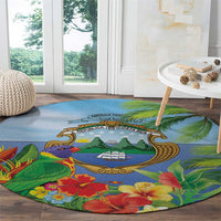 Costa Rica Parrot Tropical Flowers Round Carpet