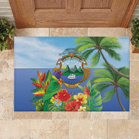Costa Rica Parrot Tropical Flowers Rubber Doormat