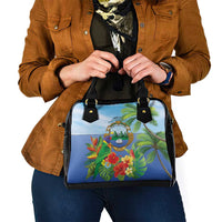 Costa Rica Parrot Tropical Flowers Shoulder Handbag