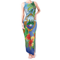 Costa Rica Parrot Tropical Flowers Tank Maxi Dress