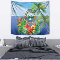 Costa Rica Parrot Tropical Flowers Tapestry